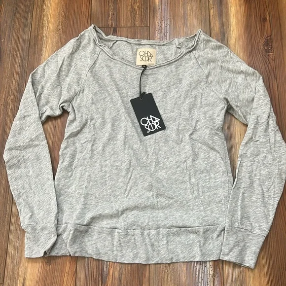 Chaser Revolve Grid Open Back Long Sleeve Tee 360 Light Grey NWT Small - Picture 2 of 6